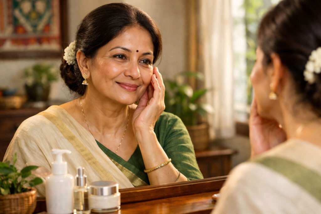 bangladeshi woman skin care after 50