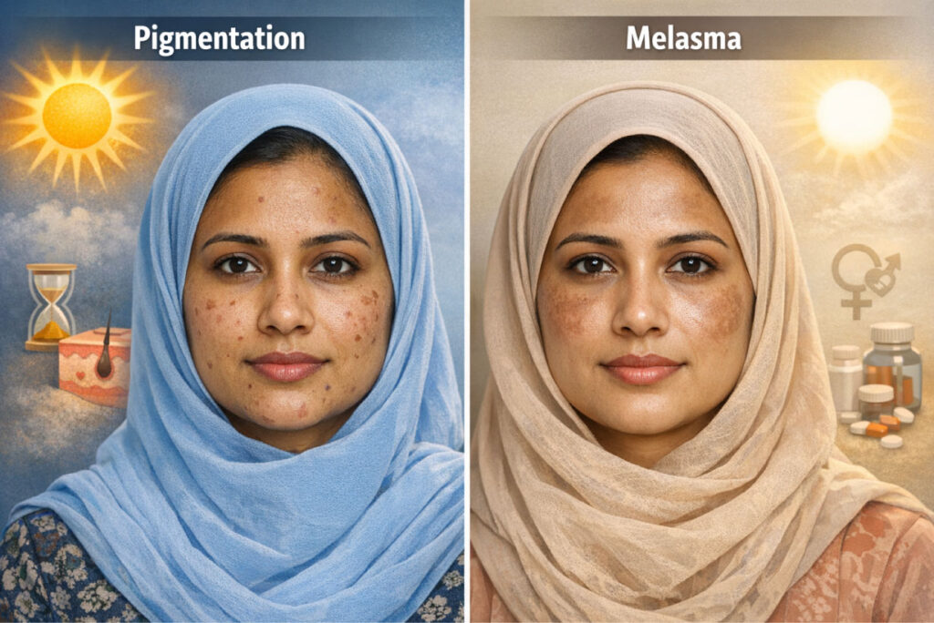 pigmentation vs melasma difference